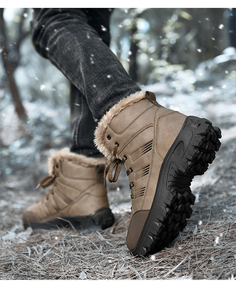 Men Winter Snow Boots Super Warm Men Hiking Boots High Quality Waterproof Leather High Top Big Size Men's Boots Outdoor Sneakers