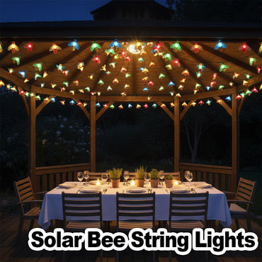 5m/7m/12m Led String Light Solar Lights Outdoor Garden Fairy Holiday Party Decorative Solar Powered Cool White Bee Colored Patio