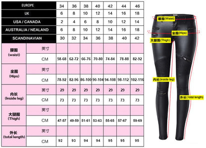 Faux Leather Coated Moto Pants for Women Sexy Tight Stretchy Rider Leggings Black Rock Steampunk Party Costume