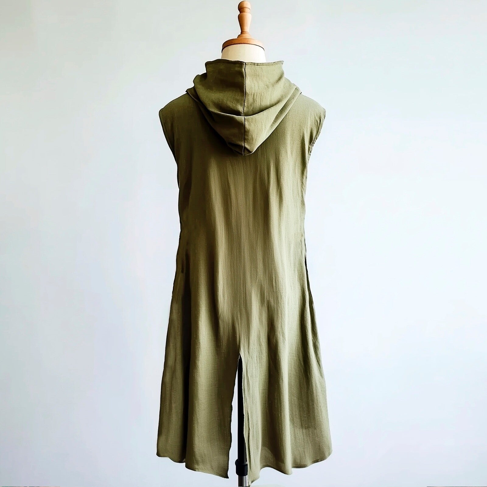 Medieval Mens Surcoat, Linen Hooded Tunic, Renfaire Cape, LARP Ranger Cosplay