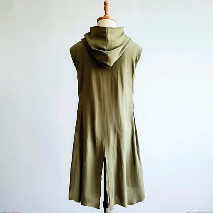 Medieval Mens Surcoat, Linen Hooded Tunic, Renfaire Cape, LARP Ranger Cosplay