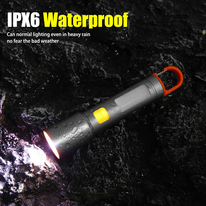 LED COB Super Bright Flashlight USB Rechargeable Torch 1-3 Optional Light Sources Outdoor Waterproof Emergency Light with Hook