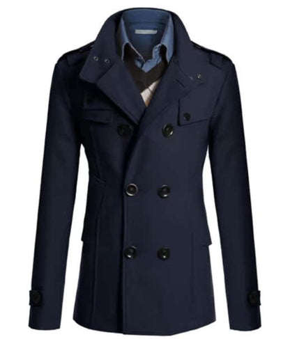 Men's Wool Blend Overcoat, Mid-Length Trench Coat Man, Autumn And Winter Mans Slim Fit Overcoat
