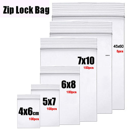 Clear Thick Zip Lock Ziplock Storage Bags Heavy-Duty Transparent Plastic Zip Package Small Jewelry Packing Reclosable Poly Pouch