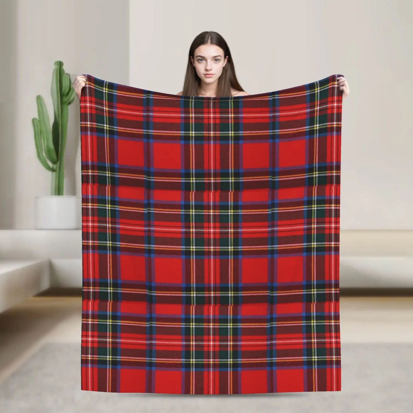 Manta Leve Xadrez Tartan Stewart Fina Perfeita para Cama Sofá Primavera Presente de Natal