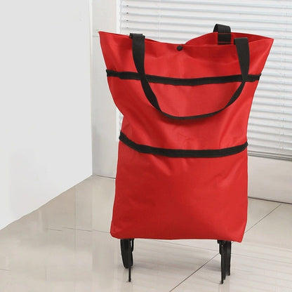 1Pc Foldable Shopping Bag with Wheels Trolley Large Reusable Cloth Hand Tote Bolsas Eco Fabric Supermarket Grocery Pull Cart Bag