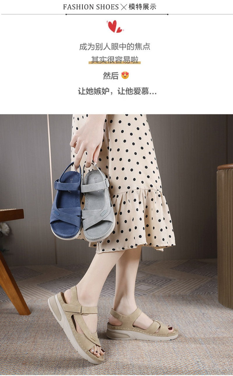 Sandal Lightweight Casual Sporty Comfortable Thick-Soled Velcro Versatile Fashion Trend Breathable National Style Wear-Resistant