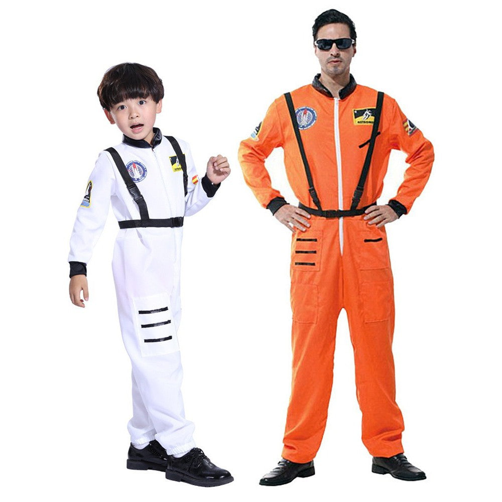 Adult Astronaut Spacesuit Jumpsuit Cosplay Costume Kids Bodysuit Flight Suit Halloween Costume Performance Costumes