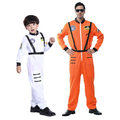 Adult Astronaut Spacesuit Jumpsuit Cosplay Costume Kids Bodysuit Flight Suit Halloween Costume Performance Costumes