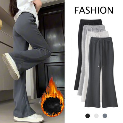 Winter Girls Fashion High Waist Thermal Fleece Pants Lady Snow Warm Straight Leg Plush Trousers Female Hot Sale Thin Pants
