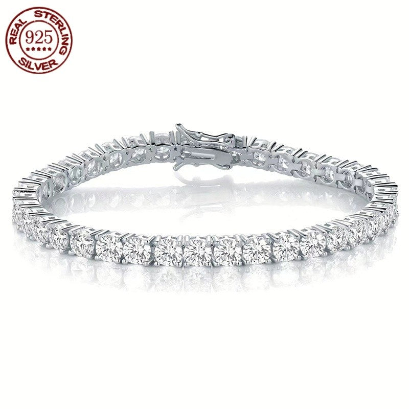 Preço de Fábrica Prata Esterlina Real S925 Banhada a Ouro 18K Zircônia 5A Grau Pulseira Tennis Preta para Homens e Mulheres Joia da Moda