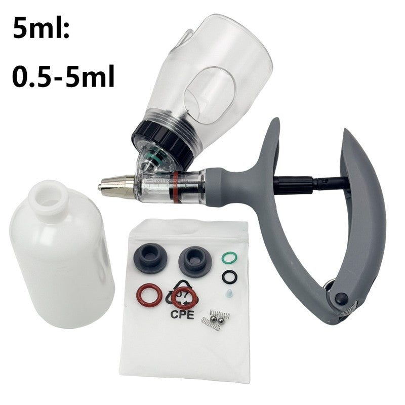 1 peça 2/5ml Seringa Automática para Aves com Frasco de Vacina Injetor Contínuo para Gado Injeção de Vacina Ajustável para Animais de Estimação