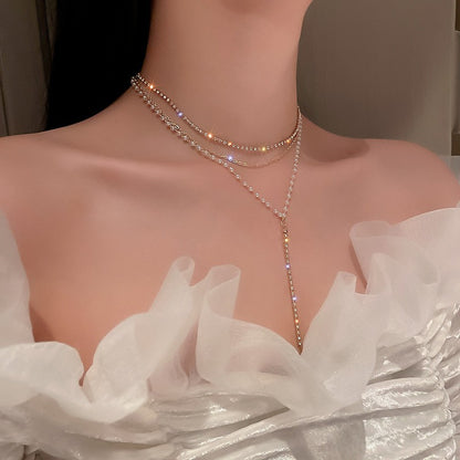Colares com Pingente em Forma de Coração e Asas de Anjo Cor Prata Zircônia Cúbica 5A Estilo Minimalista Corrente na Clavícula Joias Femininas e para Meninas