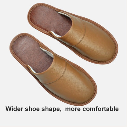 Big sizeGenuine Cow Leather Slippers Homes in indoor slipper Spring Autumn men women elderly non-slip casual single Slides shoes