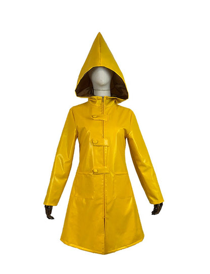 Little Nightmares Six Cosplay Costume Little Nightmare Yellow Raincoat PU Leather Cloak for Adults Children Halloween Costumes