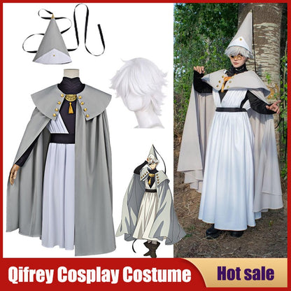 Anime Witch Hat Atelier Cosplay Costume Magician Qifrey Robe Cloak Belt Pointed Hat Wig Set Party Masquerade Carnival Adult Suit