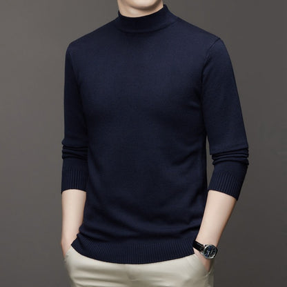 Half Turtleneck Knitwear Sweater New Autumn/Winter Mock Neck Sweatshirts Solid Color Pullovers Man Brand Casual Mens Clothing