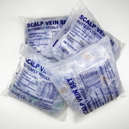 100 Unidades/Agulha de Infusão Borboleta com Boca Reta Descartável para Animais, Agulha de Infusão com Asa Dupla para Sala de Cuidados de Animais de Estimação
