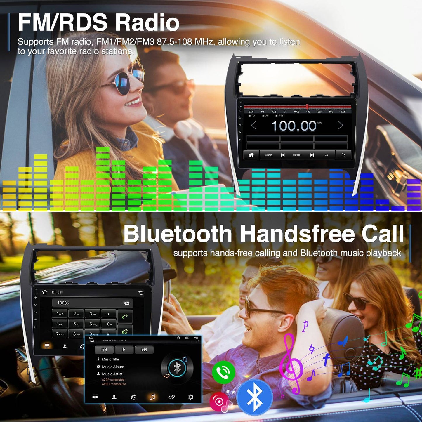 10.1 Inch Car Radio Stereo For 2012-2014 Toyota Camry Wireless CarPlay 1080P Android 13 GPS Navigation AHD Camera Microphone
