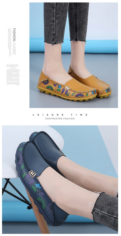New Moccasins Women Flats Spring Female Leather Loafers Slip on Ballerina Women Casual Shoes Zapatos Mujer Plus Size 35-46