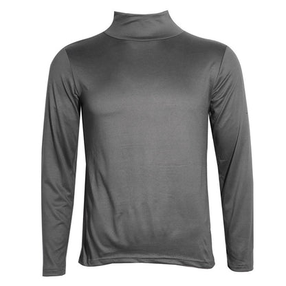 Men's Solid Color Turtleneck T-Shirt Spring Casual Long Sleeve Basic Bottoming Shirt Fashion Solid Color Slim-Fit Tops Plus Size