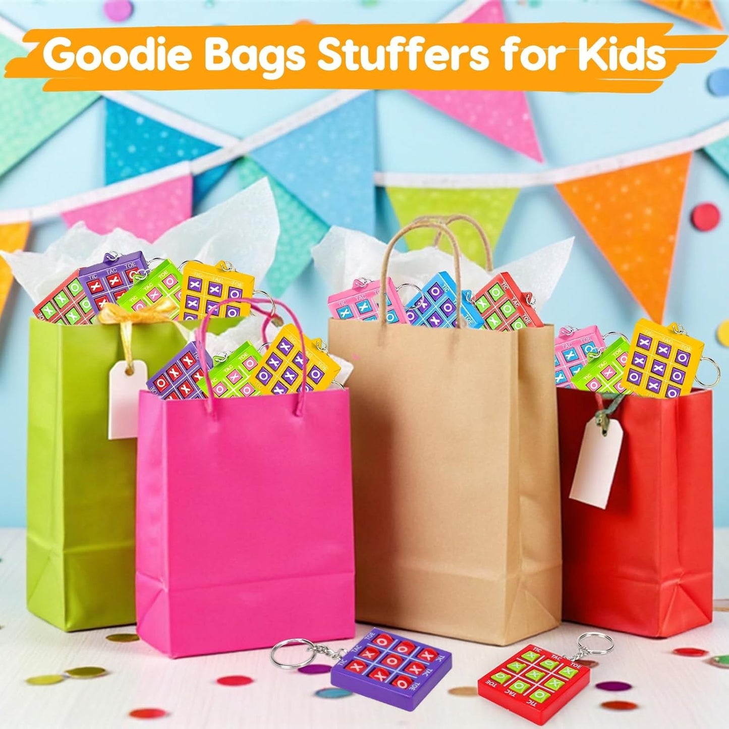 1/8pcs Tic Tac Toe Game Kids Educational Toy with Keychain Birthday Party Gift Goodie Stuffers Bag Pinata Filler Classroom Prize