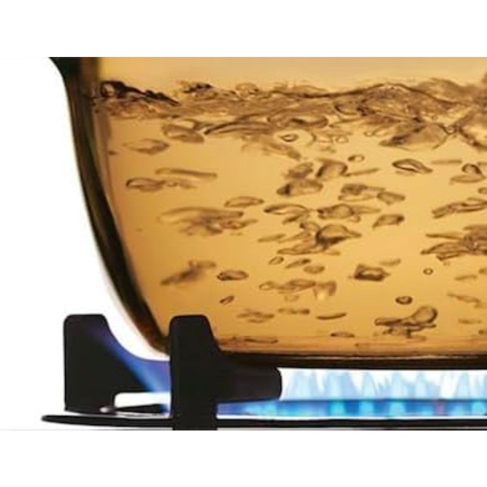 Panela Dupla Alça em Vidro Cerâmico Refratário com Tampa, Caçarola de 2,5L para Fogão e Forno – Utensílio de Cozinha Transparente Âmbar