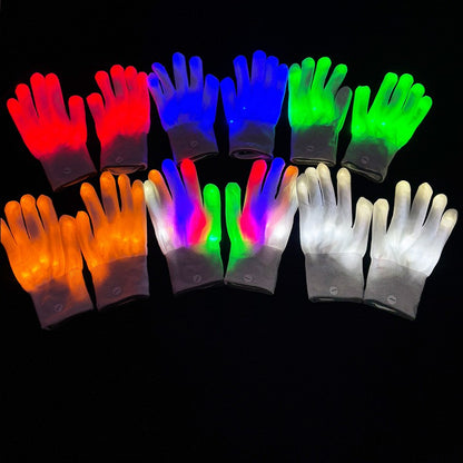 1Pair LED Gloves Neon Glowing Halloween Party Light Props Luminous Flashing Skull Gloves Stage Costume Glow Party Supplies
