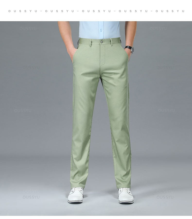 Spring Summer High Quality Luxury Straight Business Suit Pants Men Bamboo Fiber Designer Elegant Casual Long Formal Trouser Male
