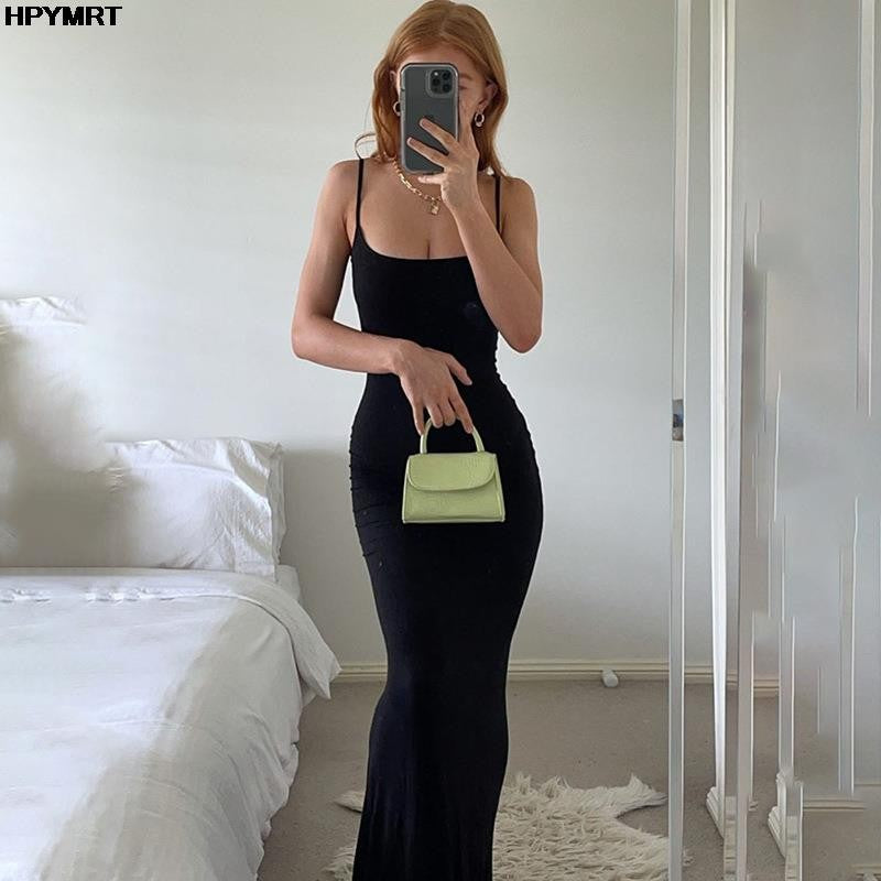 Satin Slip Sleeveless Backless Slim Sexy Maxi Dress 2022 Spring Women Party Y2K