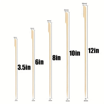100 Varas de Bambu Descartáveis Espetos Naturais de Bambu para Churrasco Espetinhos para Churrasco, Frutas, Coquetel, Acampamento, Ferramentas de Churrasco em Festa