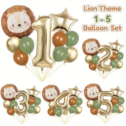 11pcs Cartoon Jungle Safari Animal Head Balloon Lion for Birthday Party Decor 40inch Platinum Digit Jungle Party Decoration Gift