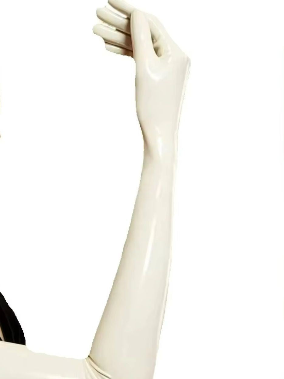 Yellow Glossy  colorful Wet Look Short Gloves Stretchy Full Finger Handmade