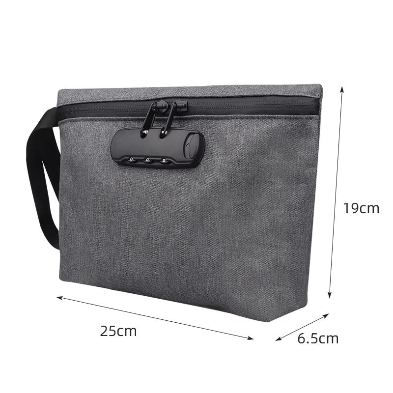 Travel Storage Bag With Password Lock Files Credit Card Certificates Safe Handbag Waterproof Anti-odor Smoking Pipe Storage Bag