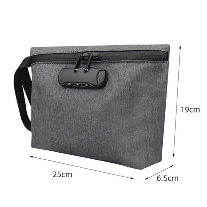 Travel Storage Bag With Password Lock Files Credit Card Certificates Safe Handbag Waterproof Anti-odor Smoking Pipe Storage Bag