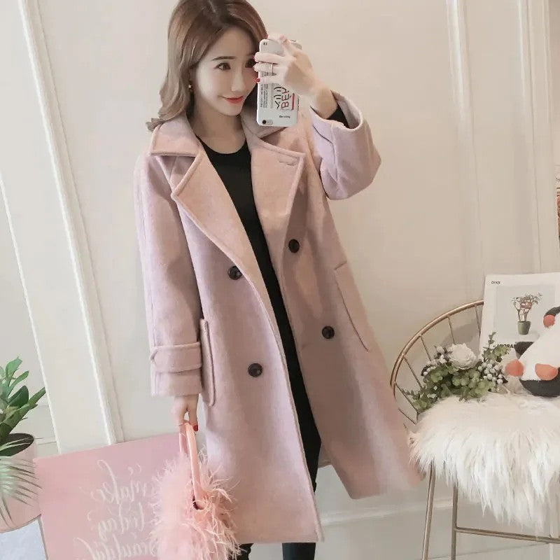 Fashionable Woolen Coat Women's Mid-Length Korean Style Hot Sale Of The Season New Spring Autumn Slimming Versatile Tweed Jacket