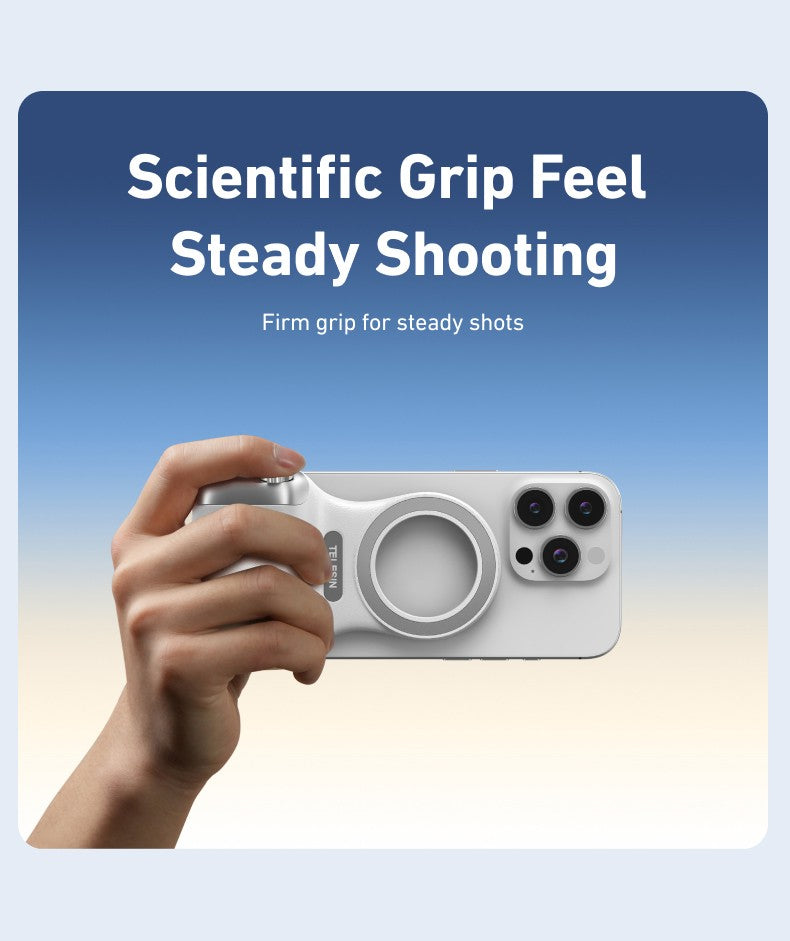 Fun Shot Magnetic Grip, Punho Ergonômico para Câmera de Celular com Controle Remoto Destacável, Funcionalidade Expansível para iPhone/Android