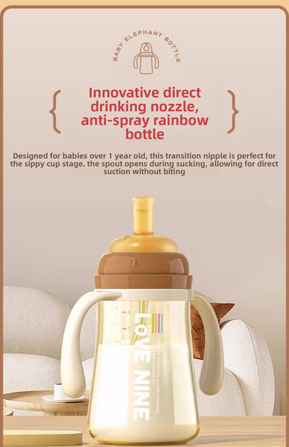 300ML PPSUTemperature-Sensitive Anti-Flatulence Feeding Bottle Baby Straw Cup Drop-Resistant Direct Drink No-Spill Cup1-3Weaning