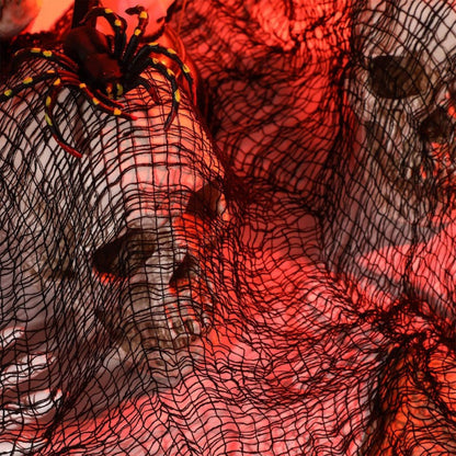 Decorações de Gaze Horripilantes de Halloween para Casa Assombrada com Teia de Aranha Preta Manchada de Sangue para Interiores Assustadoras para Pendurar no Corredor