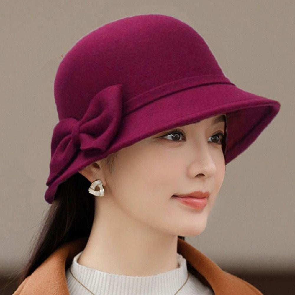 Elegant Brim Bowler Fedora Hats Church Bowler Cloche Hats Women Vintage Retro Hat Autumn Winter Warm Hat Wool Felt Bucket Cap