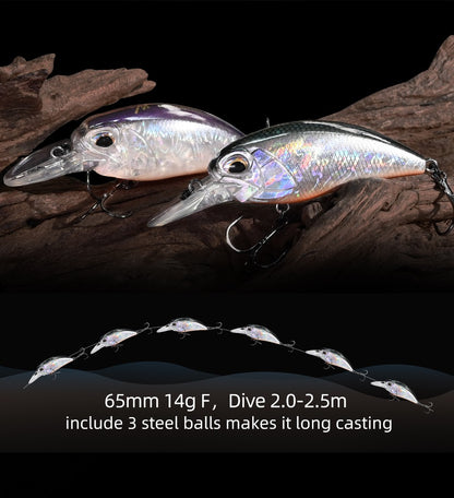 MEREDITH 6.5cm 14g JERK CRANK Wobblers Crank Fishing Lure Artificial Minnow Jerkbait Floating Hrad Lure For Trout Fishing Bait