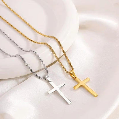 Novo colar de pingente de cruz masculino e feminino, joias de ouro minimalistas, colar masculino e feminino