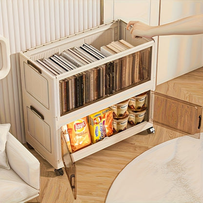 5-Tier Foldable Cabinet, Plastic Bins, Portable Wardrobe Organizer, Rolling Stackable Drawers. For Bedroom, Living Rm, Office