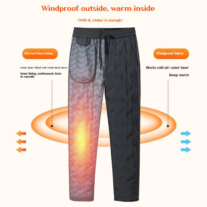 Mens Winter Pants New Thermal Trousers 90 White Duck Down Feather Warm Father Thickened Windproof Outdoor