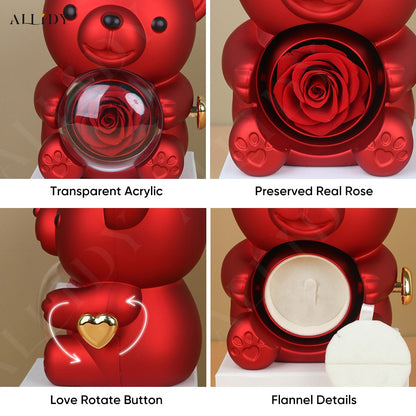 2025 Hot Eternal Rose Teddy Bear Gift Box with Custom Necklace Jewelry Set Valentine's Birthday Holiday Gift Back School Gift