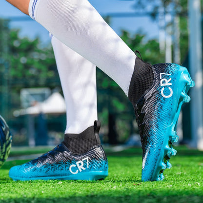 Men Soccer Shoes Football Boots Ultra-light Non-slip Long Spikes Outdoor Professional Cleats Grass Sports Shoes Match Sneakers