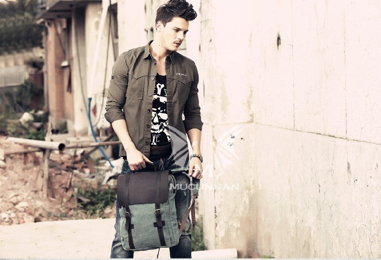 Fashion Male Backpack Leather military Canvas backpack Men backpack women school backpack school bag bagpack rucksack mochila