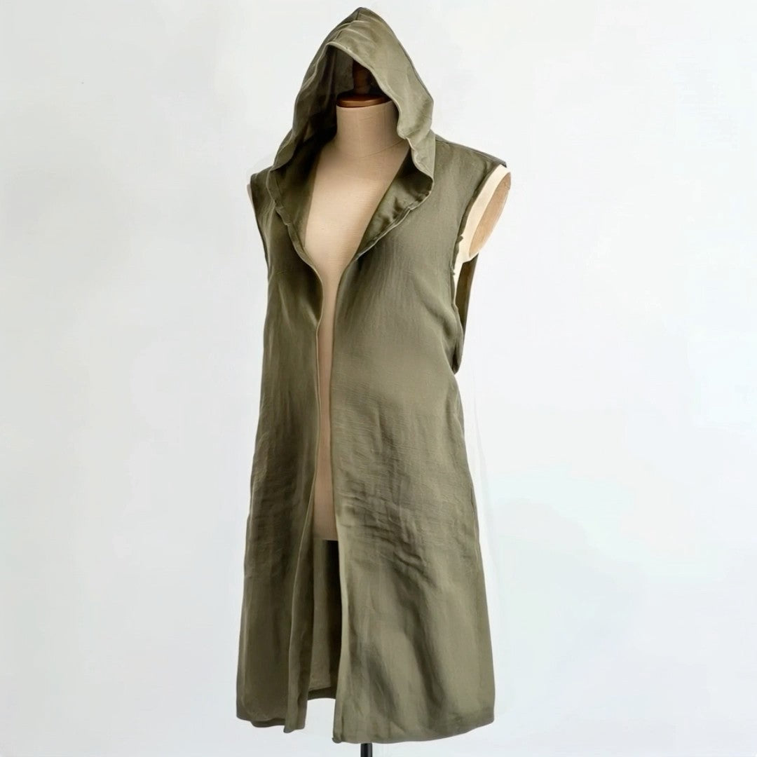 Medieval Mens Surcoat, Linen Hooded Tunic, Renfaire Cape, LARP Ranger Cosplay
