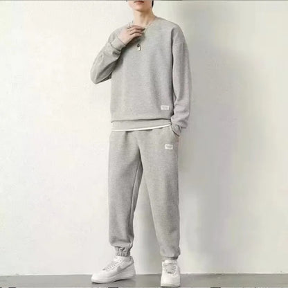 Men's Waffle Suit Sets Casual Long Sleeved Sweatshirt and Pants for Sports Men's T-shirt Hoodie Casual Trousers Set Loose Fit