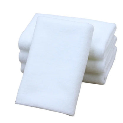 10PC White Ultra Soft Microfiber Fabric Face Towel Hotel Bath Towel Wash Hand Towels Portable Terry Multifunctional